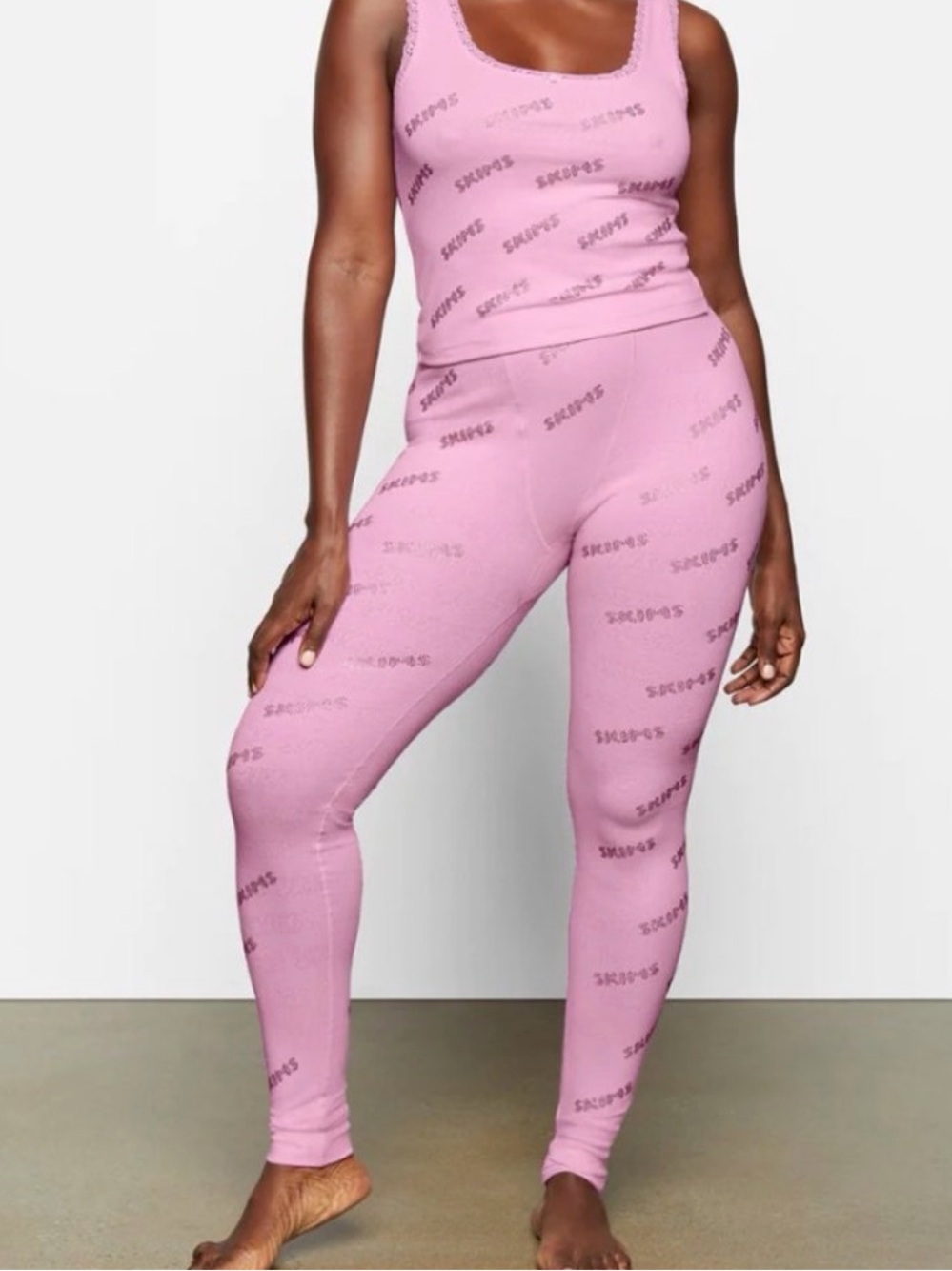 ‼️WOW‼️SKIMS Lavender Logo-Print Ribbed Leggings NWT🩷 - Picture 7 of 11